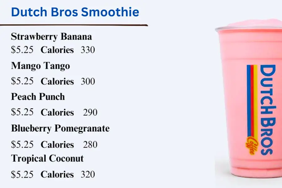 Dutch Bros Smoothie nutritions