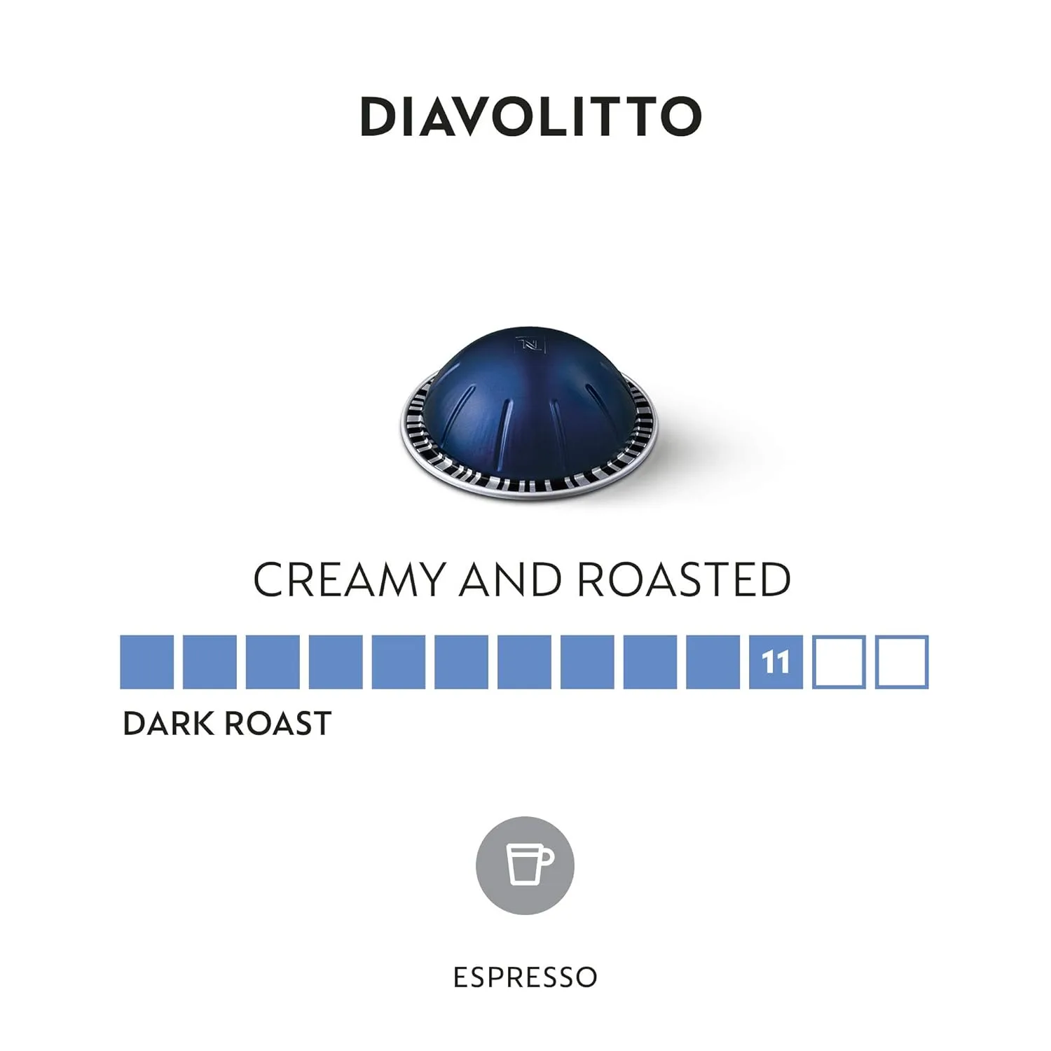 
Nespresso Capsules Vertuo, Diavolitto, Dark Roast Espresso, 50-Count Espresso Pods, Brews 1.35oz.