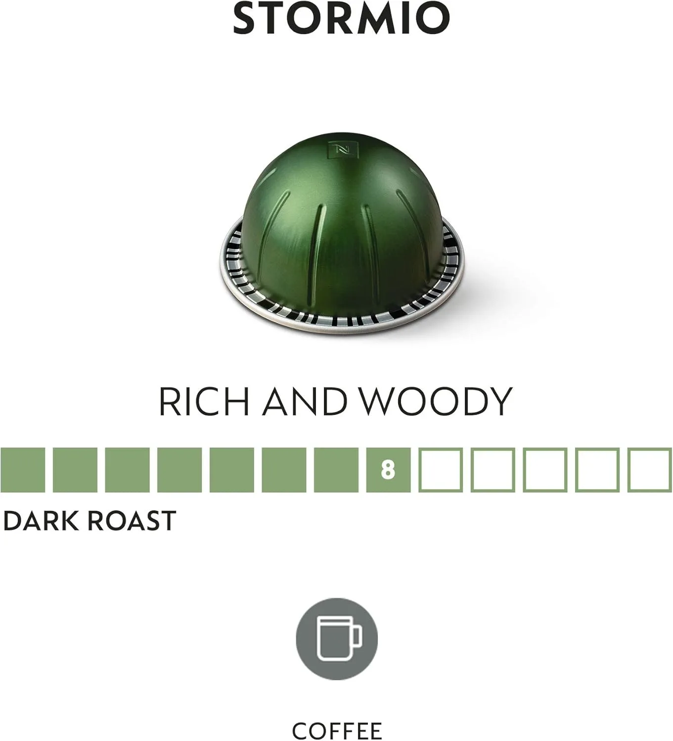
Nespresso Capsules Vertuo, Stormio, Dark Roast Coffee,
