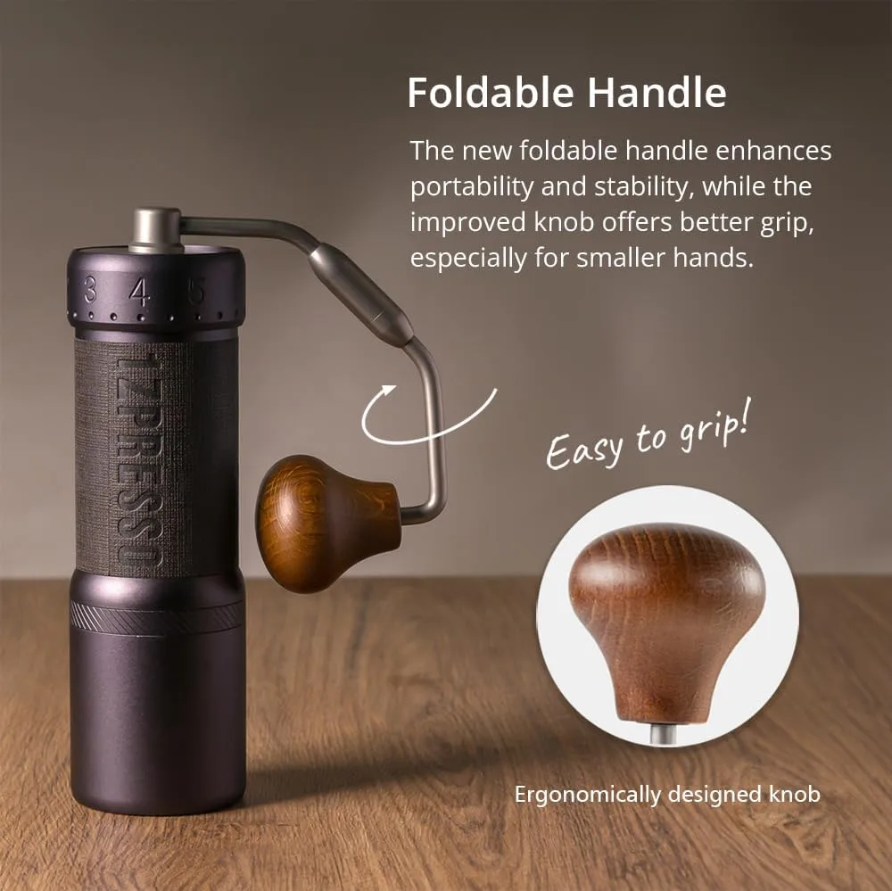 
1Zpresso J-Ultra Manual Coffee Grinder Iron Gray, Conical Burr, Foldable Handle,