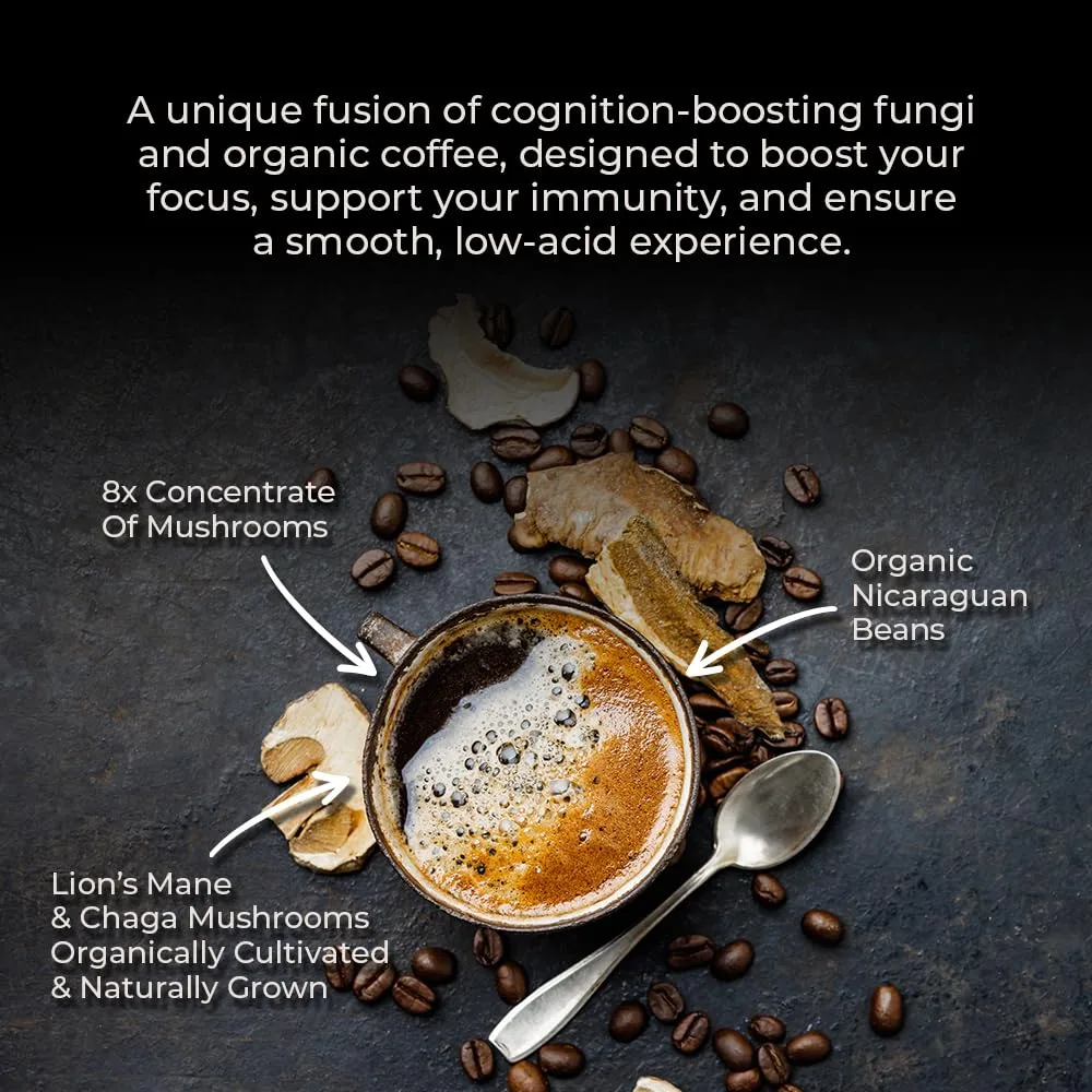 
Lifeboost Cognition Adaptogenic Mushroom Coffee - Lions Mane & Chaga Nootropic Coffee