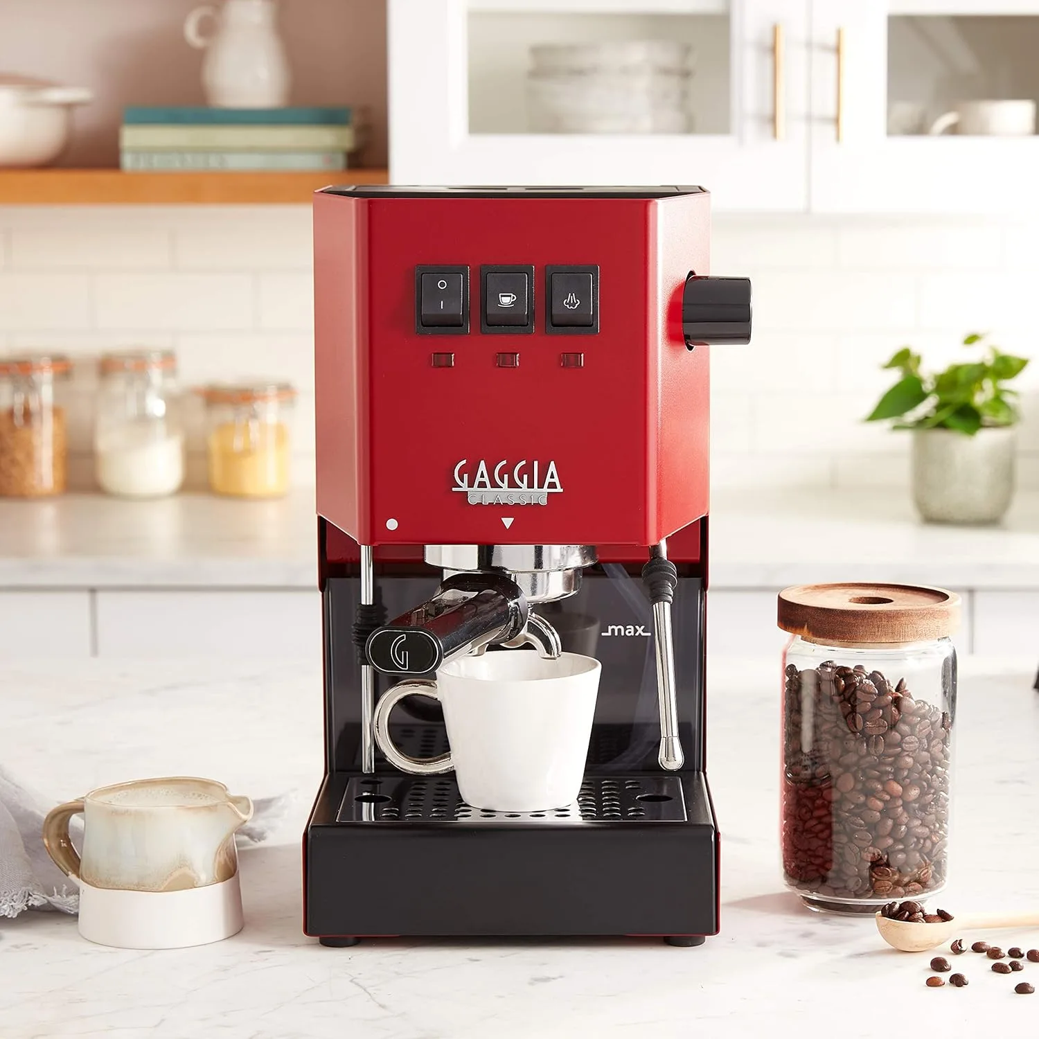 
Gaggia RI9380/47 Classic Pro Espresso Machine,1.3liters, Cherry Red