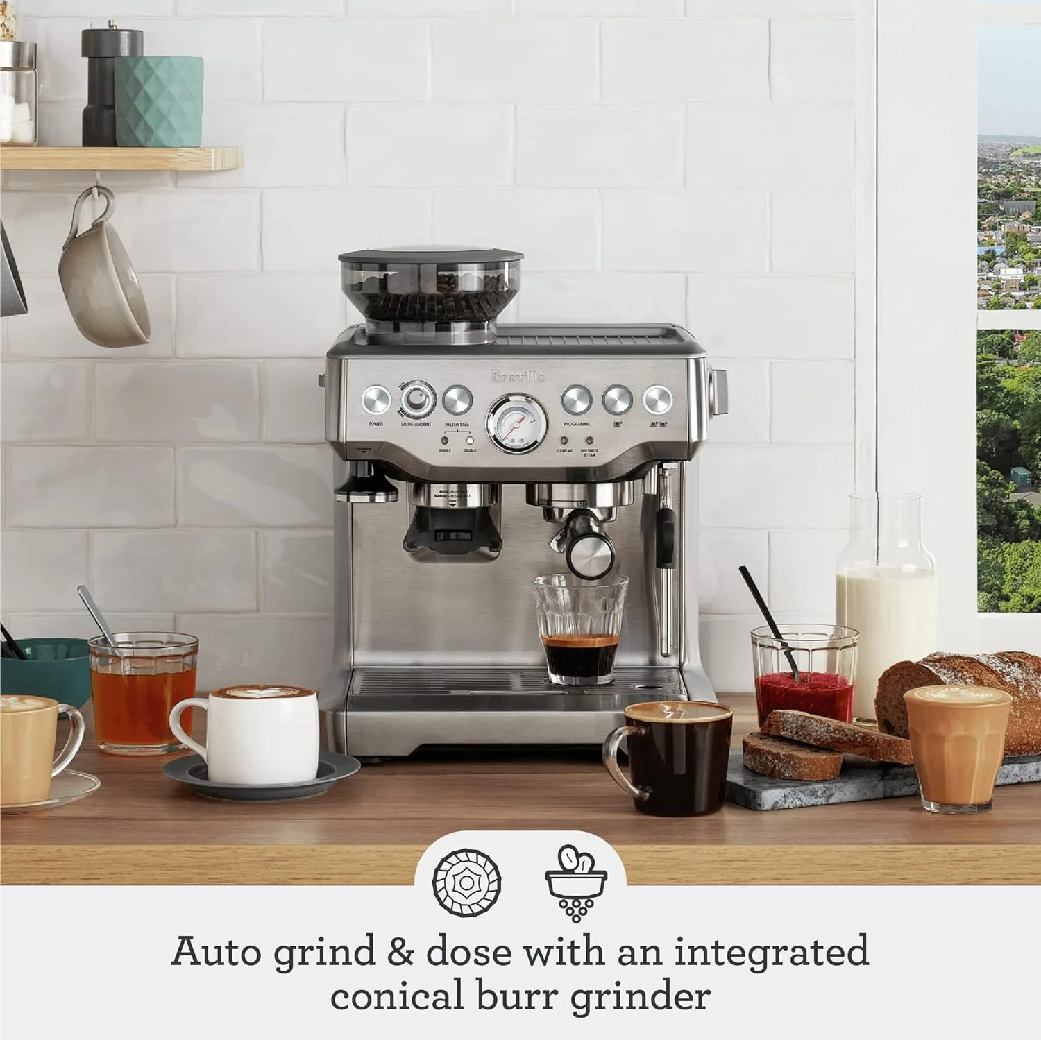 
Breville Barista Express Espresso Machine, One Size, Brushed Stainless Steel